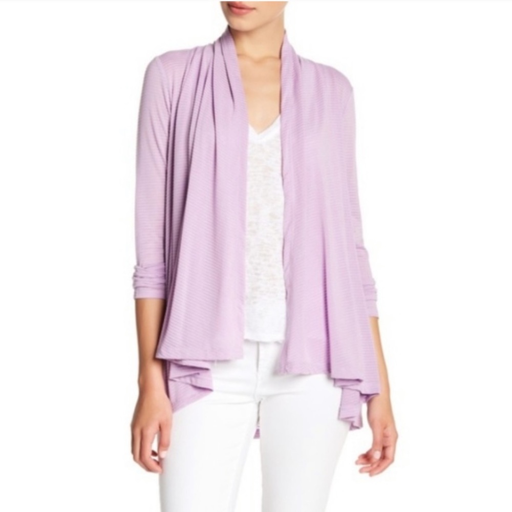 Gibson Ribbed Open Front Claire Cardigan